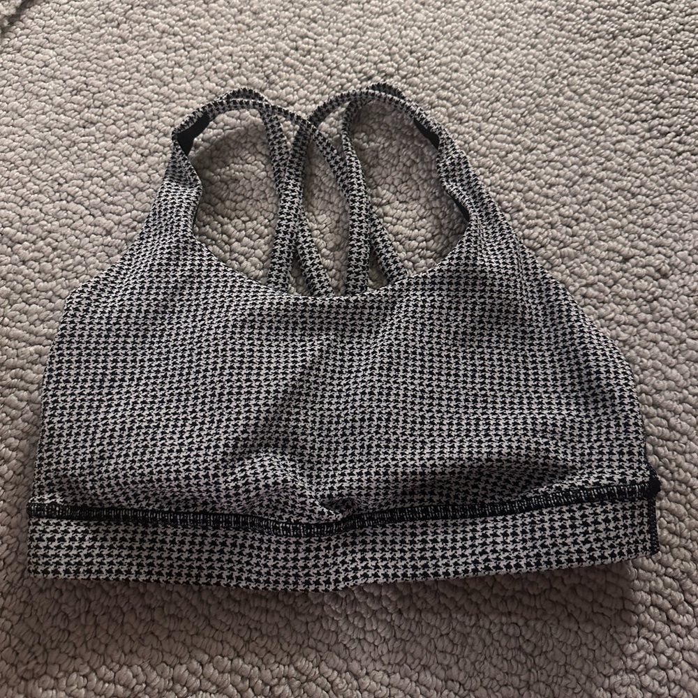 Lululemon White and Black Patterned Spots Bra Womens Size 2